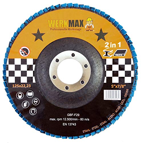 WFS Fächerscheiben 125 mm | 10 Schleifscheiben Korn 40 | Metall Lamellenscheibe WFS Fächerscheiben 125 mm | 10 Schleifscheiben Korn 40 | Metall Lamellenscheibe von Bhgytec