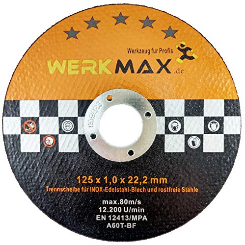 WMS Metall Trennscheiben 125 x 1,0 mm | Eisen Stahl Inox Blech | 10 Stück. von WMS