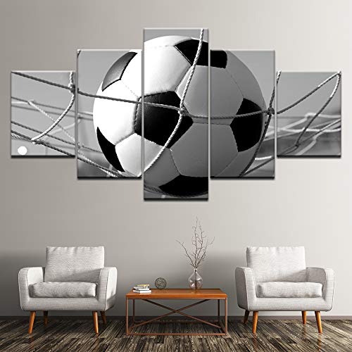 WMWSH Bilder Abstrakt 5 Teilig Wandbild Fußball Vlies - Leinwand Bild Wandbilder Wohnzimmer Wohnung Deko Kunstdrucke Modern Wandbilder Design Abstrakt Poster Wanddekoration von WMWSH