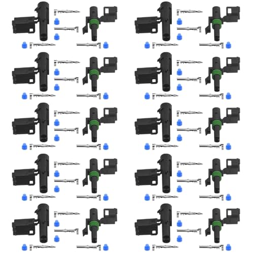 WMYCONGCONG 10 Kits 2-poliger wasserdichter Steckverbinder für 18-14 AWG Kabelbaum 1,5 mm Serie Kfz-Elektrostecker mit Ersatz-Klemmenstiften, Buchsen und Spudger von WMYCONGCONG