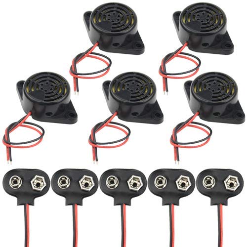 WMYCONGCONG 10 STÜCKE DC 3-24V Elektronischer Summer Alarmsignal Kontinuierlicher Piepton und 9V Batterieclip-Anschlusskit von WMYCONGCONG