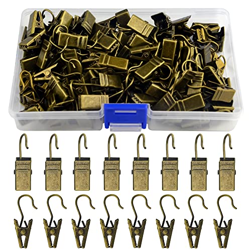 WMYCONGCONG 100 Stück Metallhaken-Clips zum Aufhängen von Vorhang-Clips, kleine robuste Haken-Set, Lichterkette, Clips für Fotos, Kunsthandwerk, Display und Outdoor-Aktivitäten (Antik-Bronze) von WMYCONGCONG