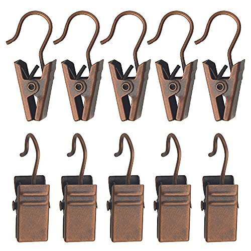 WMYCONGCONG 100 Stück Vorhang-Clips mit Haken, klein, robust, Haken Clip String Party Lichter Aufhänger Draht Halter für Vorhang Fotos Home Dekoration Dusche Kunst Handwerk Display (Antikes Kupfer) von WMYCONGCONG