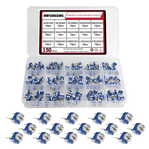 WMYCONGCONG 150 Stück 100 bis 1 m Ohm variabler Widerstand Trimmer Potentiometer Sortiment Kit Trimmer Topf Top Anpassung Potentiometer WMYCONGCONG 150 Stück 100 bis 1 m Ohm variabler Widerstand Trimmer Potentiometer Sortiment Kit Trimmer Topf Top Anpassung Potentiometer von WMYCONGCONG