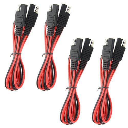 WMYCONGCONG 4 PCS SAE-Verlängerungskabel, 18 AWG, SAE auf SAE, Schnelltrennkabelbaum, SAE-Anschluss, Solarpanel-Verlängerungskabel, 1 m, für Trolling-Motor, Auto, Wohnmobil, Batterie, Motorrad, Auto von WMYCONGCONG
