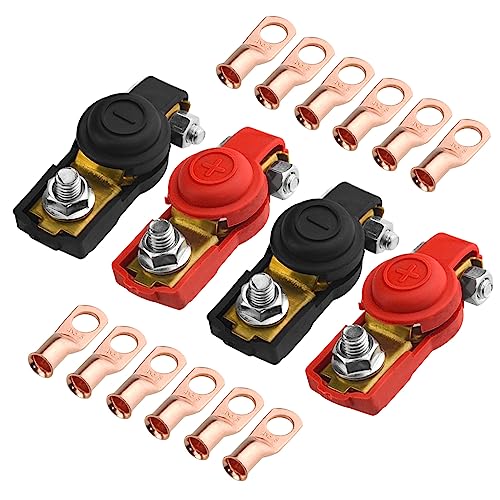 WMYCONGCONG 4 Pack Autobatterieklemmen, Steckverbinder, Batteriekabelklemme, Pluspol, Minuspol, Autobatteriekabelklemme, oberer Pfosten mit Kupferringklemme für Auto, Transporter, Karren von WMYCONGCONG