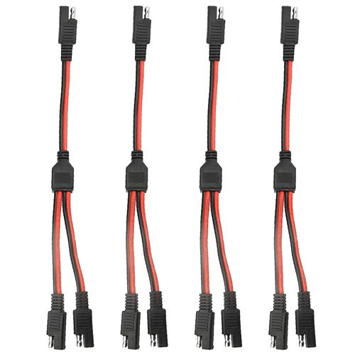 WMYCONGCONG 4 Stück SAE-Gleichstrom-Anschlusskabel für Kraftfahrzeuge, Y-Splitter, 28 cm, 14 AWG, SAE 1 auf 2, Verlängerungskabel, Schnellverschluss, Schnelltrennung, Auto-Ladegerät für Kfz-Solarpanel von WMYCONGCONG