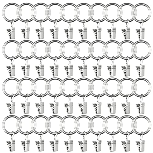 WMYCONGCONG 40 Stück Gardinenringe aus Metall mit Clips, dekorative Fenstervorhang-Clips mit Ringen, Gardinen-Clip-Ringe, Gardinenstangen-Clips, Haken, Gardinenringe, 2,5 cm von WMYCONGCONG