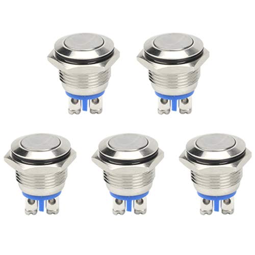 WMYCONGCONG 5 PCS 16mm wasserdichter Momenttaster 250V 3A 1NO SPST Flat Top von WMYCONGCONG