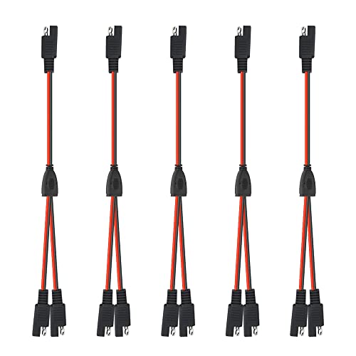 WMYCONGCONG 5 Stück 30cm 18AWG SAE Y-Verteiler 1 auf 2 SAE-Stecker Schnellkupplung Schnellkupplung Auto-Solarstrom-Ladeverlängerungskabel für Kfz-Solarmodul von WMYCONGCONG