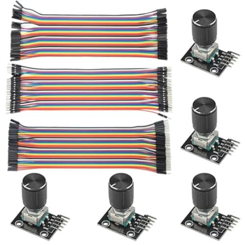 WMYCONGCONG 5 Stück KY-040 Drehgebermodul Ziegelsensor mit 120 Stück mehrfarbigem Breadboard-Überbrückungskabel Flachbandkabelsatz WMYCONGCONG 5 Stück KY-040 Drehgebermodul Ziegelsensor mit 120 Stück mehrfarbigem Breadboard-Überbrückungskabel Flachbandkabelsatz von WMYCONGCONG