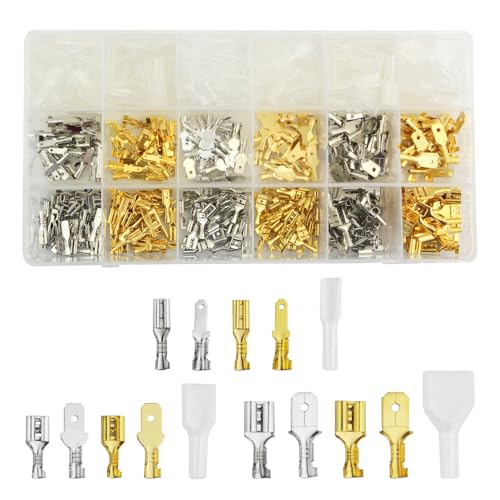 WMYCONGCONG 540 Stück 2,8 mm 4,8 mm 6,3 mm Schnellverbinder männlich und weiblich, Flachsteckverbinder, Draht-Crimpenklemmenblock mit Isolierhülsen-Sortiment WMYCONGCONG 540 Stück 2,8 mm 4,8 mm 6,3 mm Schnellverbinder männlich und weiblich, Flachsteckverbinder, Draht-Crimpenklemmenblock mit Isolierhülsen-Sortiment von WMYCONGCONG