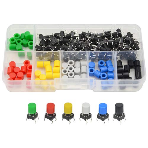 WMYCONGCONG 72 Stück Momentan Tactile Tact Push Button Mikroschalter 6x6x9mm 6 Farbkappe WMYCONGCONG 72 Stück Momentan Tactile Tact Push Button Mikroschalter 6x6x9mm 6 Farbkappe von WMYCONGCONG
