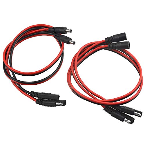 WMYCONGCONG 4 Stück SAE-zu-DC-Adapter, DC 5,5 x 2,1 mm Stecker-Buchse-Kabel zum SAE-Adapter-Anschlusskabel, 30 cm, 14 AWG, für Motorrad-Solarpanel-Ladegerät von WMYCONGCONG
