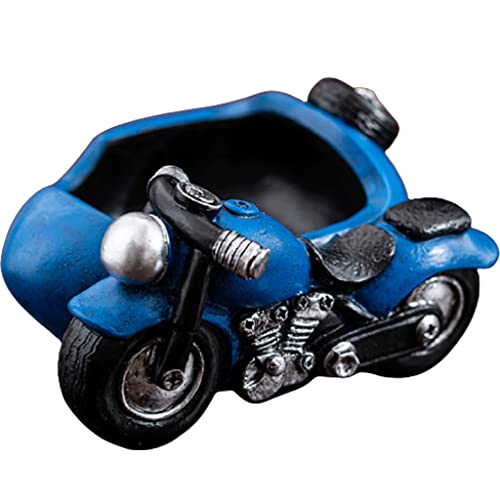 WMYDNX Raucher Harz Motorrad Aschenbecher, Anti-Fliegen-Asche-Mode Retro-Aschenbecher, kreatives Wohnzimmer-Büro-Asche-Tablett for Zigaretten-Zigarre rutschfest (Color : Blue) von WMYDNX