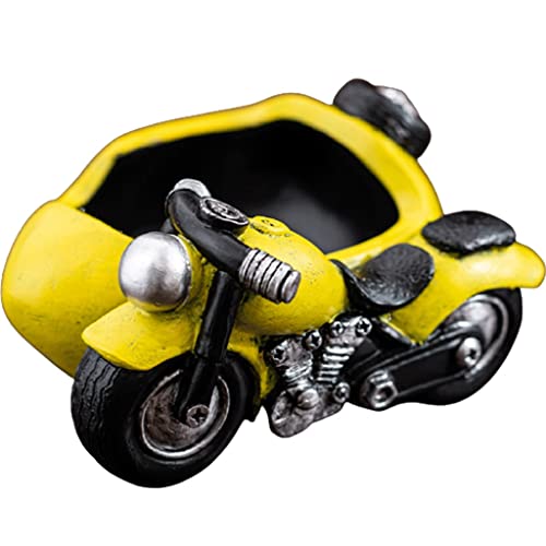 WMYDNX Raucher Harz Motorrad Aschenbecher, Anti-Fliegen-Asche-Mode Retro-Aschenbecher, kreatives Wohnzimmer-Büro-Asche-Tablett for Zigaretten-Zigarre rutschfest (Color : Yellow) von WMYDNX