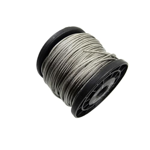 PVC-ummantelte flexible Stahllitze, weiches Kabel transparent Edelstahl Wäscheleine 50m 0,5-3mm(1mm) von WMYOZDC