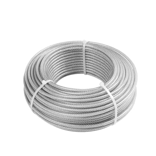 Stahldraht PVC-beschichtetes flexibles Stahldrahtseil, weiches Kabel, transparente Wäscheleine aus Edelstahl(2 Meter,Diameter 1.2mm) von WMYOZDC