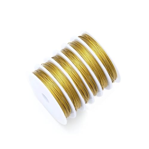 Starker Draht, der sich nicht kräuselt, Schmuckseil aus Edelstahl, geeignet for die Herstellung von DIY-Armbändern und Halsketten(Gold,0.5mm-17meters) von WMYOZDC