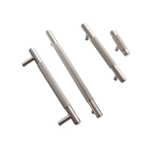 Türgriff aus Messing, Möbelgriff aus gebürstetem Neusilber, for Kleiderschrank, Kommode, Schrank, Schublade(Matt Silver-L) von WMYOZDC