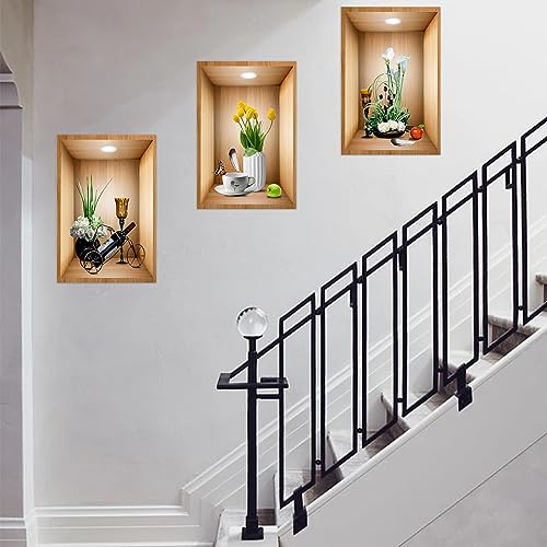 3 Stück 3D Wandaufkleber Vase, Vasen Wandtattoo für Wohnzimmer, Grüne Pflanze Wandsticker, DIY Wandbild Vinyl-Wandabziehbilder, Selbstklebend für Wohnzimmer,Schlafzimmer,Küche,Büro (30 x 45 CM, A) 3 Stück 3D Wandaufkleber Vase, Vasen Wandtattoo für Wohnzimmer, Grüne Pflanze Wandsticker, DIY Wandbild Vinyl-Wandabziehbilder, Selbstklebend für Wohnzimmer,Schlafzimmer,Küche,Büro (30 x 45 CM, A) von WMYYLX