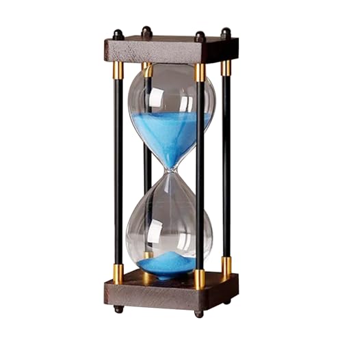 Große Sanduhr 60 Minuten, Sanduhr aus Holz, Regenbogen Glas Deko Sanduhren, Geschenk Sanduhr, für Haus, Schreibtisch, Büro, Hochzeitsdekoration (Blau) von WMYYLX