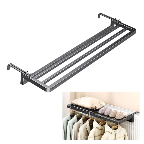 Heizkörper Wäscheständer, 40-80 CM Heizkörper-Trockner, 3-Stangen Wäscheständer für Wandmontage mit verstellbaren Teleskoparmen, Wäscheständer, Hängestange für Heizkörper, Fensterbank (60 x 25cm) von WMYYLX