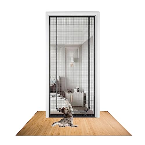 Katzengitter Balkontür, Haustiersichere Mesh Tür für Wohnzimmer, Verdickte Katzenfeste Netzgittertür, Verhindern Katzen aus Laufen, Schlafzimmer, Küche, Terrasse (80 X 200 cm) von WMYYLX