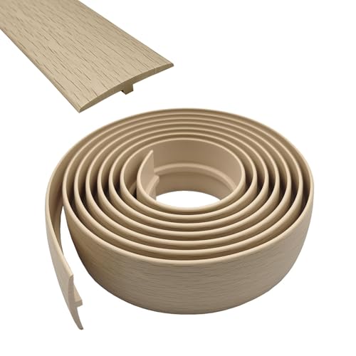Übergangsprofil Selbstklebend, Breite 50 mm Selbstklebendes PVC-Übergangsstreifen-T-Formteil, Flexible T-Form-Übergangsstreifen für Laminat/MDF und Holzböden (Ahornholz, 5 m) von WMYYLX