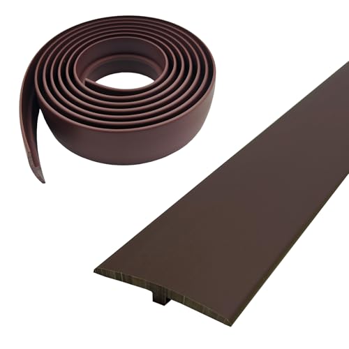 Übergangsprofil Selbstklebend, Breite 50 mm Selbstklebendes PVC-Übergangsstreifen-T-Formteil, Flexible T-Form-Übergangsstreifen für Laminat/MDF und Holzböden (Braun, 3 m) von WMYYLX