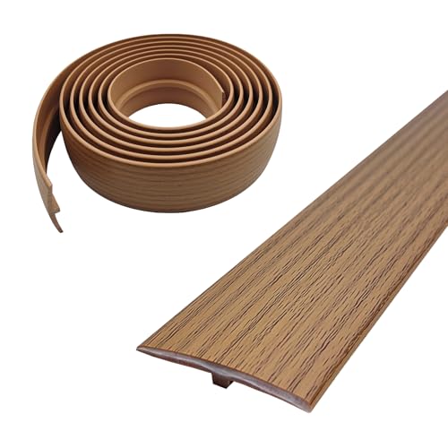 Übergangsprofil Selbstklebend, Breite 50 mm Selbstklebendes PVC-Übergangsstreifen-T-Formteil, Flexible T-Form-Übergangsstreifen für Laminat/MDF und Holzböden (Gelbe Eiche, 3 m) von WMYYLX