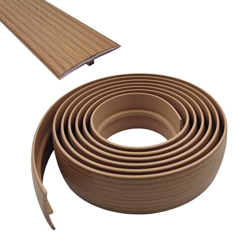 Übergangsprofil Selbstklebend, Breite 50 mm Selbstklebendes PVC-Übergangsstreifen-T-Formteil, Flexible T-Form-Übergangsstreifen für Laminat/MDF und Holzböden (Gelbe Eiche, 5 m) von WMYYLX