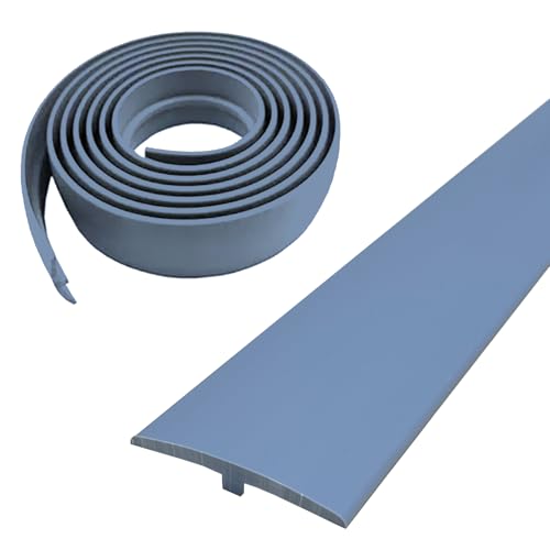 Übergangsprofil Selbstklebend, Breite 50 mm Selbstklebendes PVC-Übergangsstreifen-T-Formteil, Flexible T-Form-Übergangsstreifen für Laminat/MDF und Holzböden (Grau, 3 m) von WMYYLX