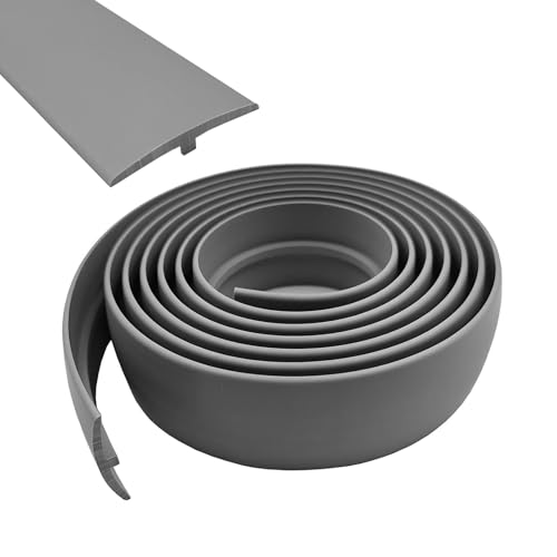 Übergangsprofil Selbstklebend, Breite 50 mm Selbstklebendes PVC-Übergangsstreifen-T-Formteil, Flexible T-Form-Übergangsstreifen für Laminat/MDF und Holzböden (Grau, 5 m) von WMYYLX