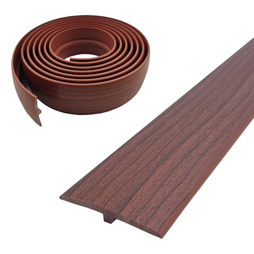 Übergangsprofil Selbstklebend, Breite 50 mm Selbstklebendes PVC-Übergangsstreifen-T-Formteil, Flexible T-Form-Übergangsstreifen für Laminat/MDF und Holzböden (Nussbaum, 3 m) von WMYYLX