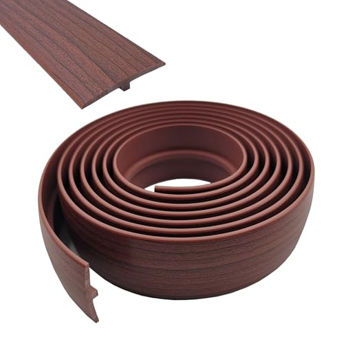Übergangsprofil Selbstklebend, Breite 50 mm Selbstklebendes PVC-Übergangsstreifen-T-Formteil, Flexible T-Form-Übergangsstreifen für Laminat/MDF und Holzböden (Nussbaum, 5 m) von WMYYLX