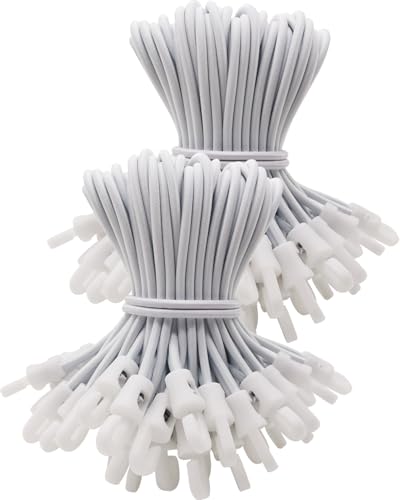 WMZOBH Spanngummi mit Haken 100 Stück - Expander mit Haken 15 cm - Multifunktional Planenspanner Gummispanner mit Haken für Camping Planen, Anhängerplane, Poolabdeckung (Weiß) von WMZOBH
