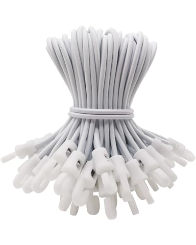 WMZOBH Spanngummi mit Haken 50 Stück - Expander mit Haken 15 cm - Multifunktional Planenspanner Gummispanner mit Haken für Camping Planen, Anhängerplane, Poolabdeckung (Weiß) von WMZOBH