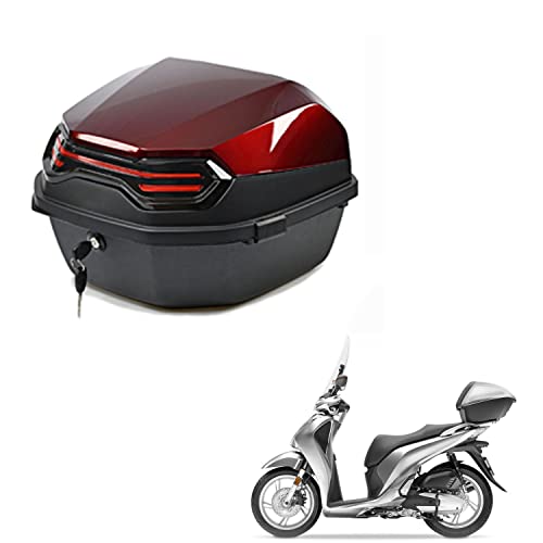 Wnanch Motorräder Top Case Heckkoffer Kofferraum mit Doppelschnalle rote Reflektor Universal Motorradkoffer Wasserdicht 45L sehr haltbar (Color : Rot) von Wnanch