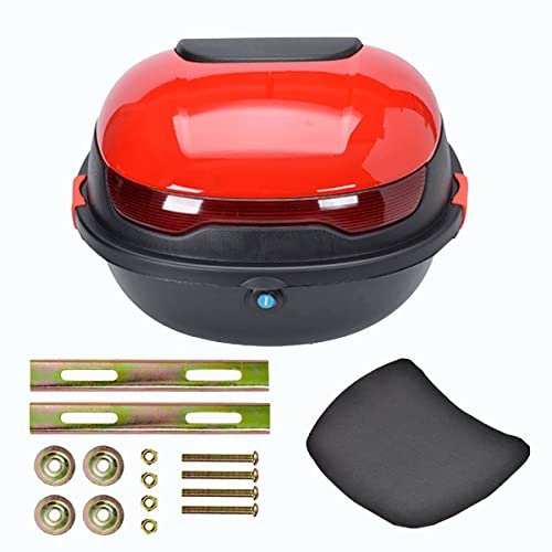 Wnanch Topcase Motorradkoffer top case Roller Koffer 30l 38x32x25 cm mit rote Reflektor Universal mit Montageplatte Enthalten(Rot) von Wnanch