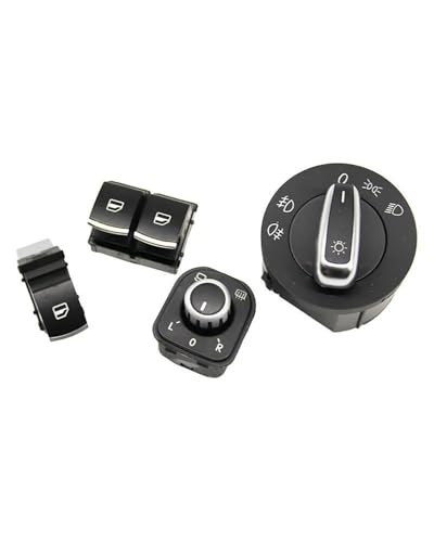 Auto Elektrische Fensterheber Für EOS Golf MK5 6 GTI Passat B6 Chrom Scheinwerfer Fenster Spiegel Schalter Taste 5K3959857 5ND941431A 5ND959565A(Set) von WNCXSA