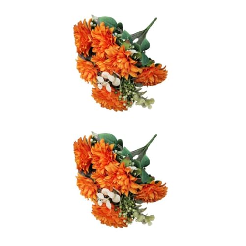 WNDUOKXH 2 Satz von Elegante künstliche Blumen, langlebig, für jeden Anlass, pflegeleicht, künstliche Dahlien aus Stoff, Orange, Orange 2Satz von WNDUOKXH