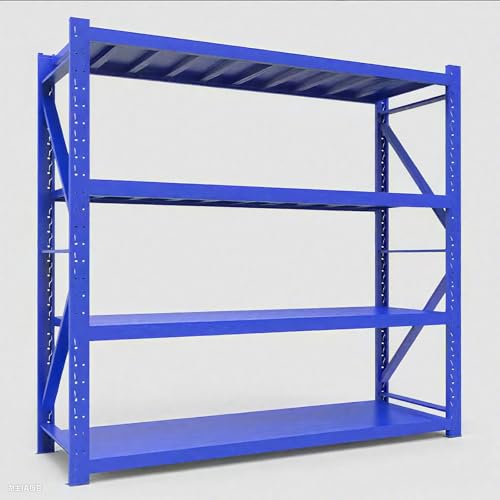 WNGJZZYC 1400kg Tragkraft – Robustes 4-Stöckiges Schwerlastregale, 4-Stöckiges, Lagerregale Industrieregal für Lager, Vorratskammer und Keller(Blue,200x80x40cm/79x32x16in) von WNGJZZYC
