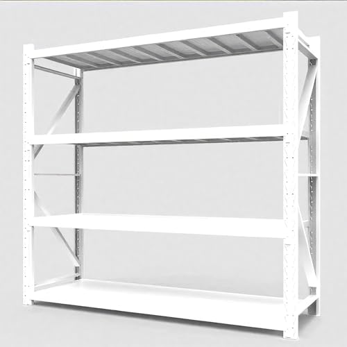 WNGJZZYC 1400kg Tragkraft – Robustes 4-Stöckiges Schwerlastregale, 4-Stöckiges, Lagerregale Industrieregal für Lager, Vorratskammer und Keller(White,200x100x50cm/79x40x20in) von WNGJZZYC