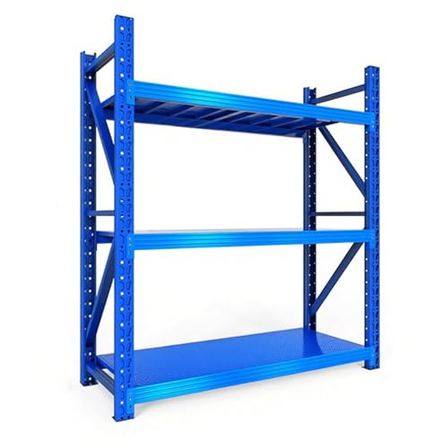 WNGJZZYC 3-Stöckiges Schwerlastregale, Verstellbares Lagerregal Metall, Garagenregal, Geeignet für Lagerhallen, Supermärkte und Garagen(Blue,160x120x40cm/63x47x16in) von WNGJZZYC