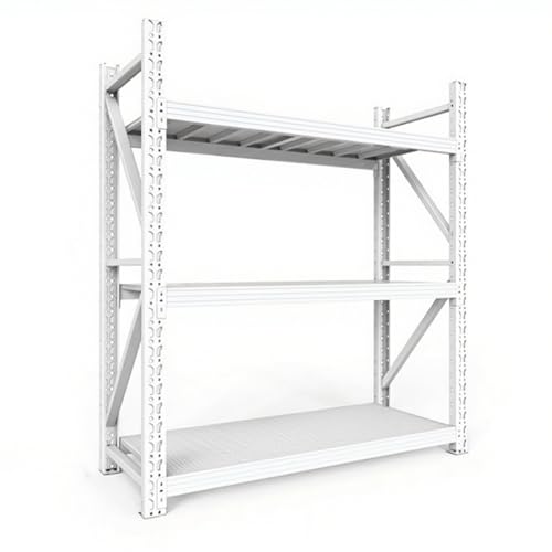 WNGJZZYC 3-Stöckiges Schwerlastregale, Verstellbares Lagerregal Metall, Garagenregal, Geeignet für Lagerhallen, Supermärkte und Garagen(White,180x200x40cm/71x79x16in) von WNGJZZYC