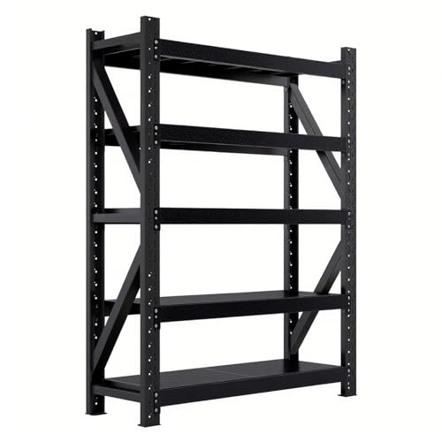 WNGJZZYC Schwerlastregale (2000kg), 5-Stöckiges, Verstellbares Industrieregal aus Metall, Garagenregal für Industrie, Lager und Keller(Black,180x80x50cm/71x32x20in) von WNGJZZYC