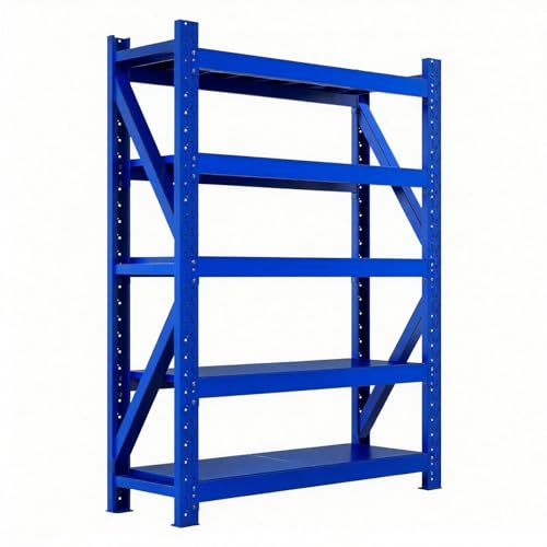 WNGJZZYC Schwerlastregale (2000kg), 5-Stöckiges, Verstellbares Industrieregal aus Metall, Garagenregal für Industrie, Lager und Keller(Blue,200x120x50cm/79x47x20in) von WNGJZZYC