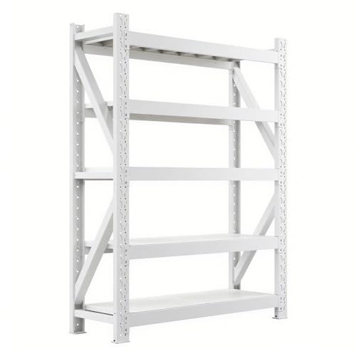 WNGJZZYC Schwerlastregale (2000kg), 5-Stöckiges, Verstellbares Industrieregal aus Metall, Garagenregal für Industrie, Lager und Keller(White,160x120x40cm/63x47x16in) von WNGJZZYC