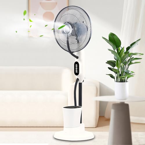 WNGJZZYC Tragbarer Nebelventilator, leise, mit Kupfermotor, 2,4 l, 75 W, 3 Geschwindigkeiten, 9 Modi, für Schlafzimmer, Wohnzimmer, Terrasse, universell, 110-220 V von WNGJZZYC